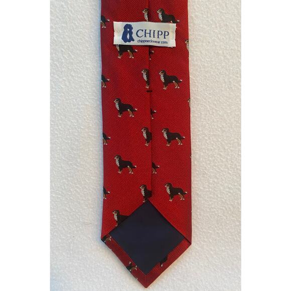 Chipp Kennel Club Australian Shepherd Neck Tie 100% Silk Red EUC 3.25”Wx60”L - Picture 3 of 6